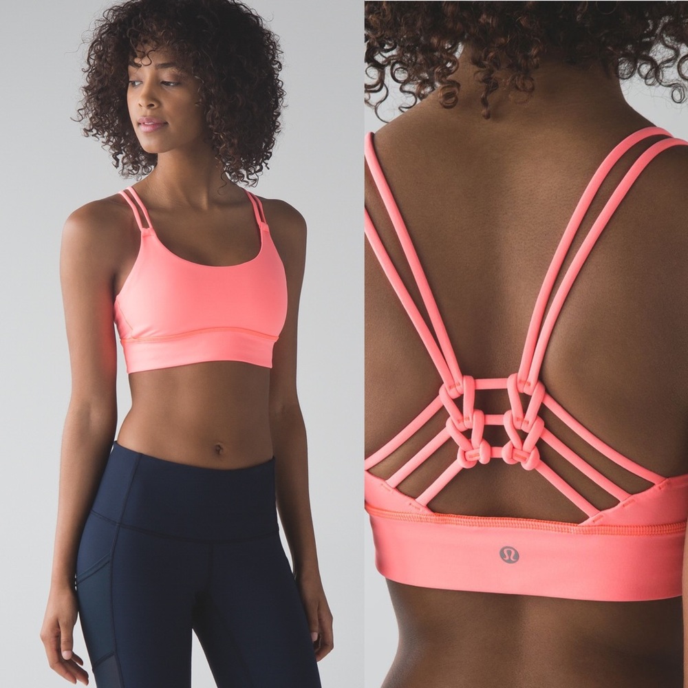 Lululemon Sunset Salutation Bra 6 Grapefruit EUC